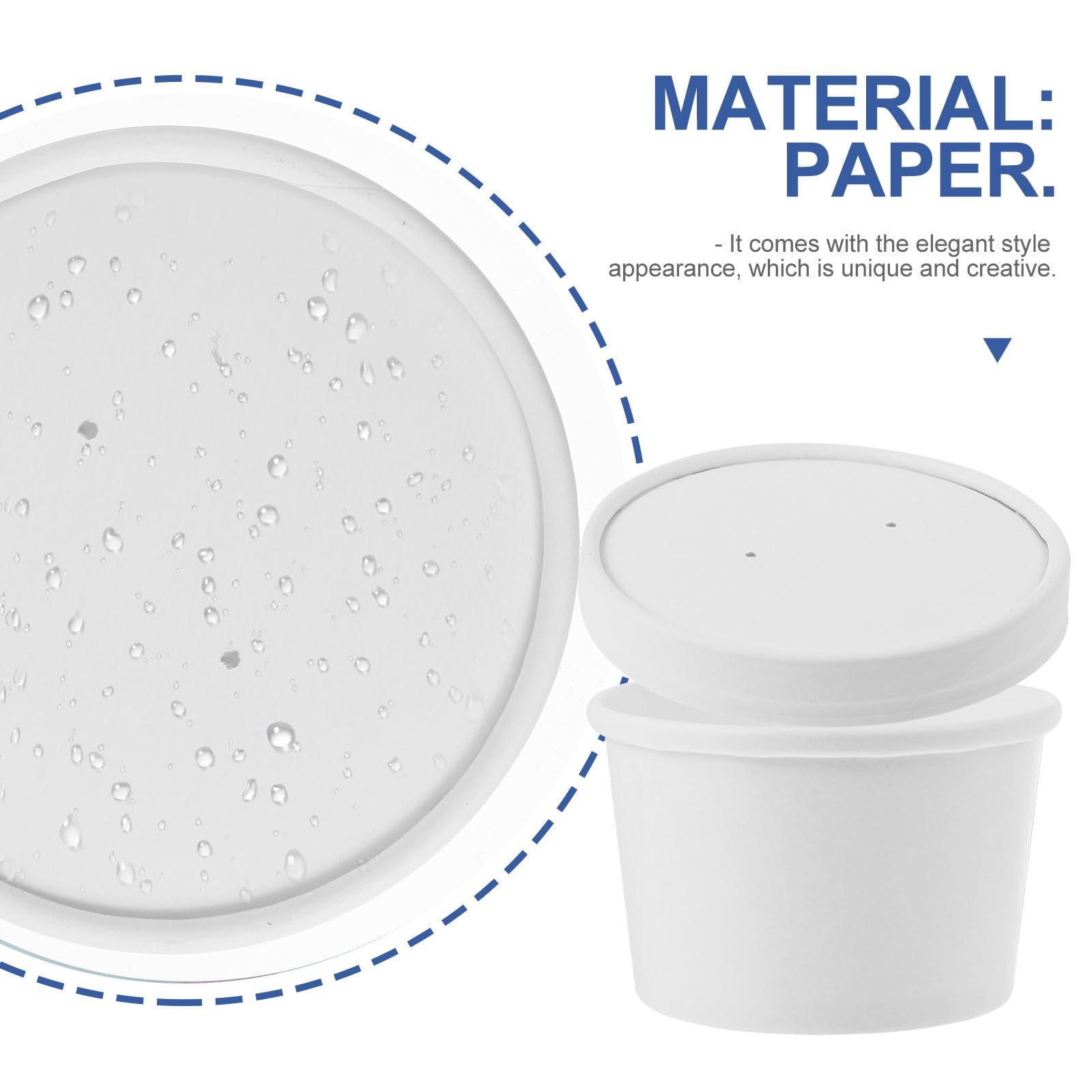 NUOBESTY Set 25 Bicchieri e Coperchi in Carta Kraft da 8 Oz per Gelato e Alimenti con Bordo Arrotolato per Tenuta Sicura per Snack e Uso Domestico