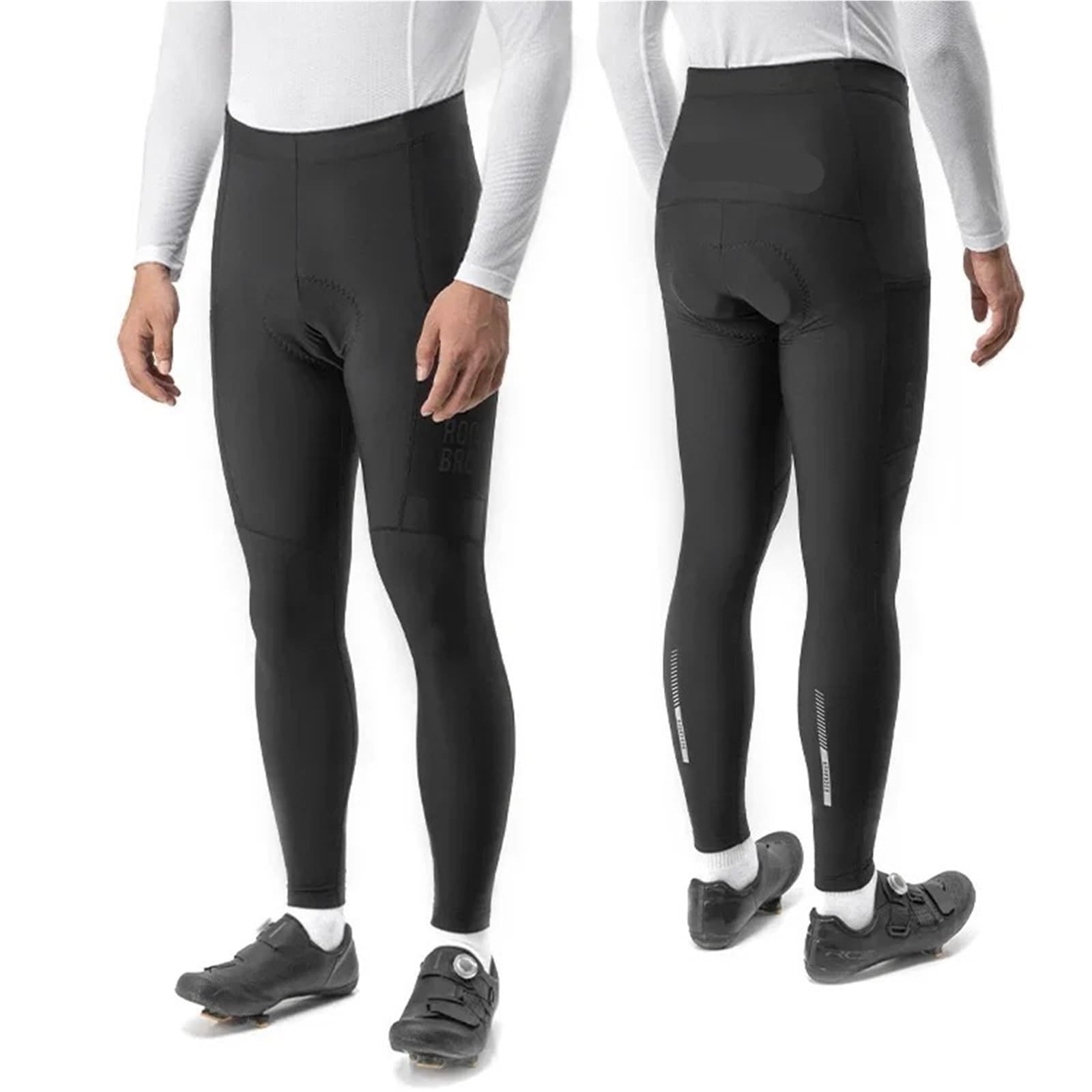 Pantaloni da Ciclismo in Pile Termico Leggings Equitazione Imbottiti 3D Invernali Collant Sportivi Mountain Bike Riflettenti E Traspiranti per Ciclismo