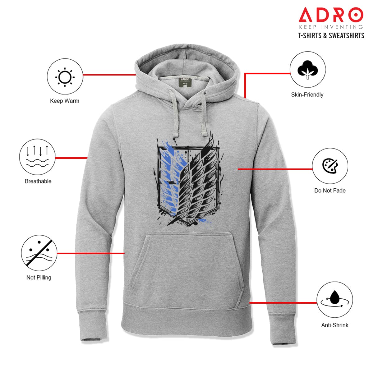 ADRO Męska bluza polarowa z kapturem