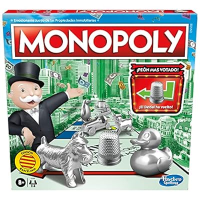 Hasbro Gaming - Juego de Mesa Monopoly para Mayores de 8 años - para 2 a 6 Jugadores - Incluye 8 peones  los peones Pueden Variar 