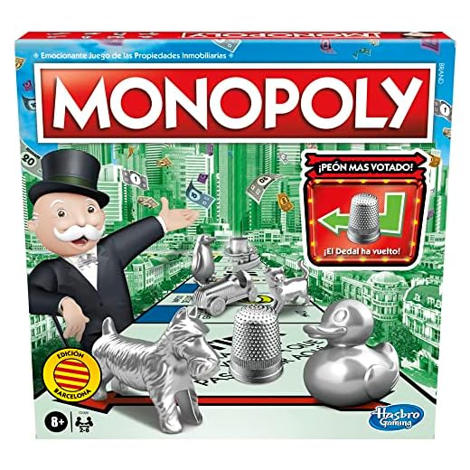 Hasbro Gaming - Juego de Mesa Monopoly para Mayores de 8 años - para 2 a 6 Jugadores - Incluye 8 peones (los peones Pueden Variar)