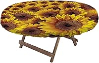 Vista 16 de Mantel ajustable de girasol, patrón de campo rural inspirado en el arte popular, casa de campo, granja, mantel impermeable para interiores y Verde