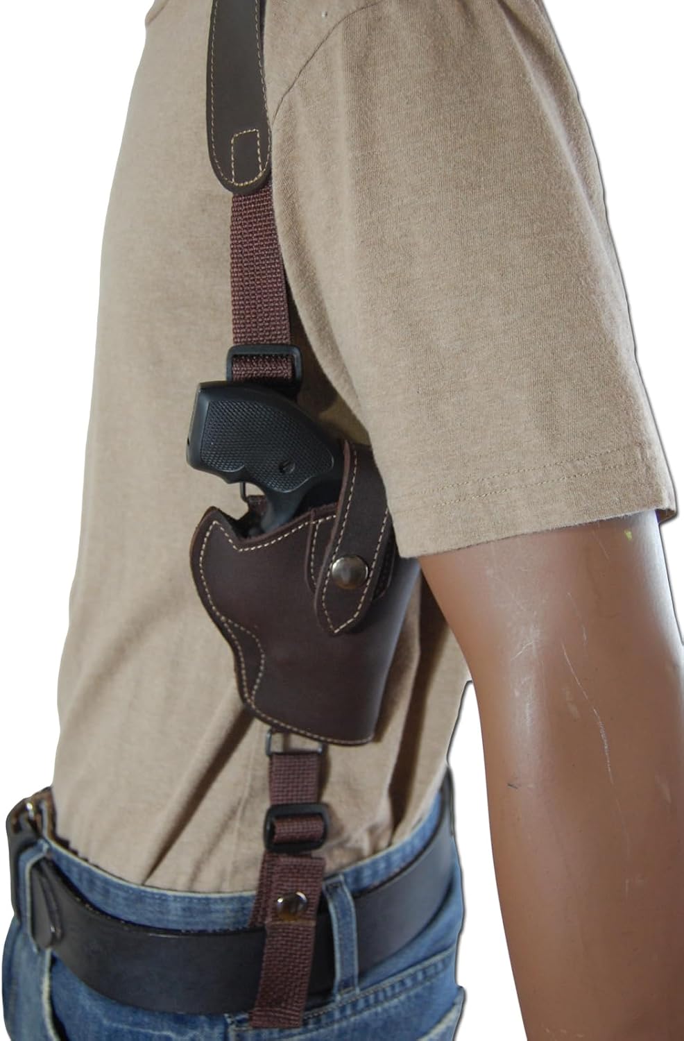 Barsony New Brown Leather Vertical Cross Harness Shoulder Holster for 2-3" Snub Nose Revolvers