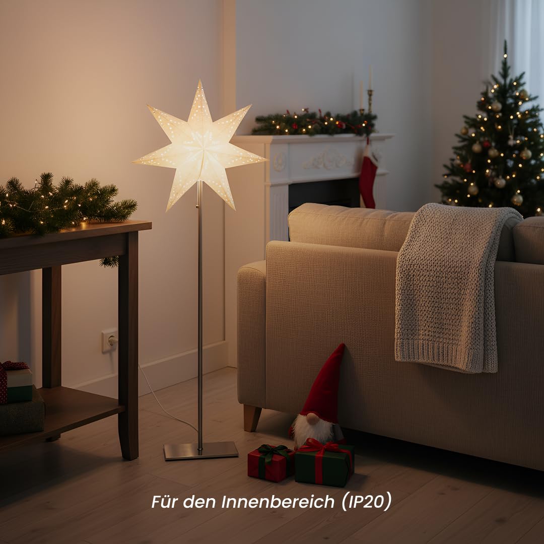 Sensy Mini Standleuchte Stern 83 cm - Papierstern mit Metallfuß
