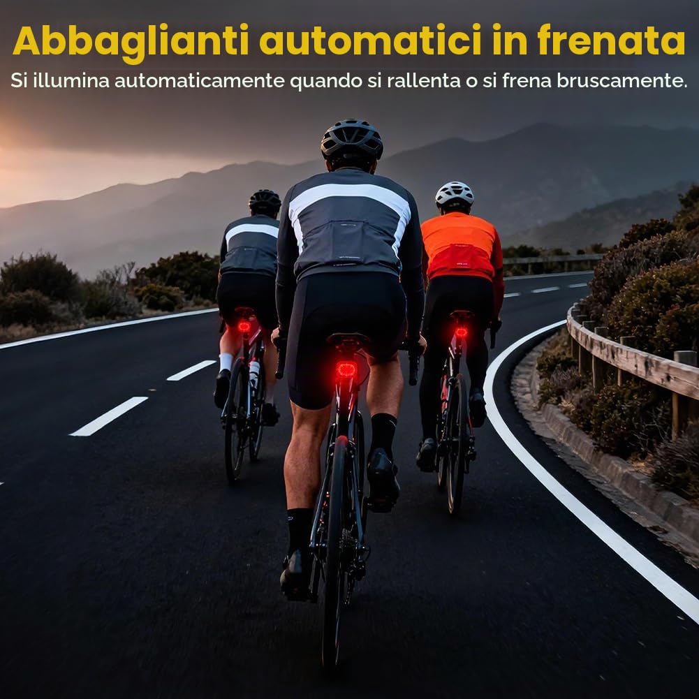 Ainiv Luci Posteriori per Bici, USB Ricaricabile, Rilevamento dei Freni, Supporti a Sgancio Rapido per Sella & Reggisella, ON/off Automatico per Bici da Strada e Mountain Bike