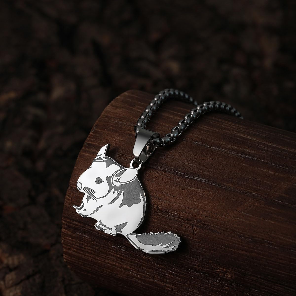 LUTAKU Chinchilla Pendant Necklace for Women, Chinchilla Pendant Charm Chain, Stainless Steel Animal Jewelry Accessories image 2