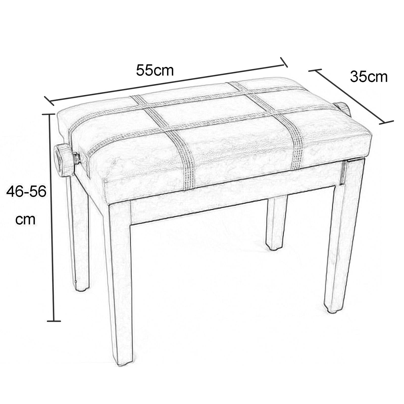 Banc de Piano en Cuir Banc de Piano réglable Banc de Clavier Cadre en Bois Massif en Cuir PU Hauteur : 46-56 cm Interesting Life