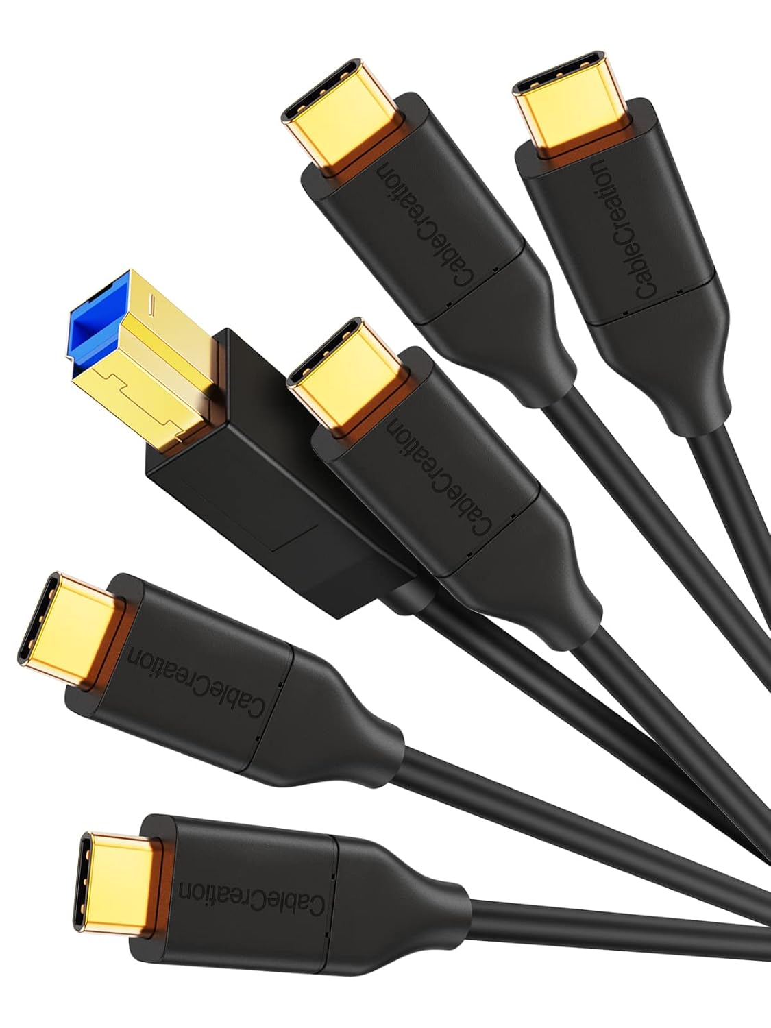 CableCreation USB 3.1 C to USB B Cable 4FT 5Pack, USB B to C 10Gbps for Thunderbolt 3 Host MacBook Pro Air, External Hard Drive, Docking Station, 1.2M Black