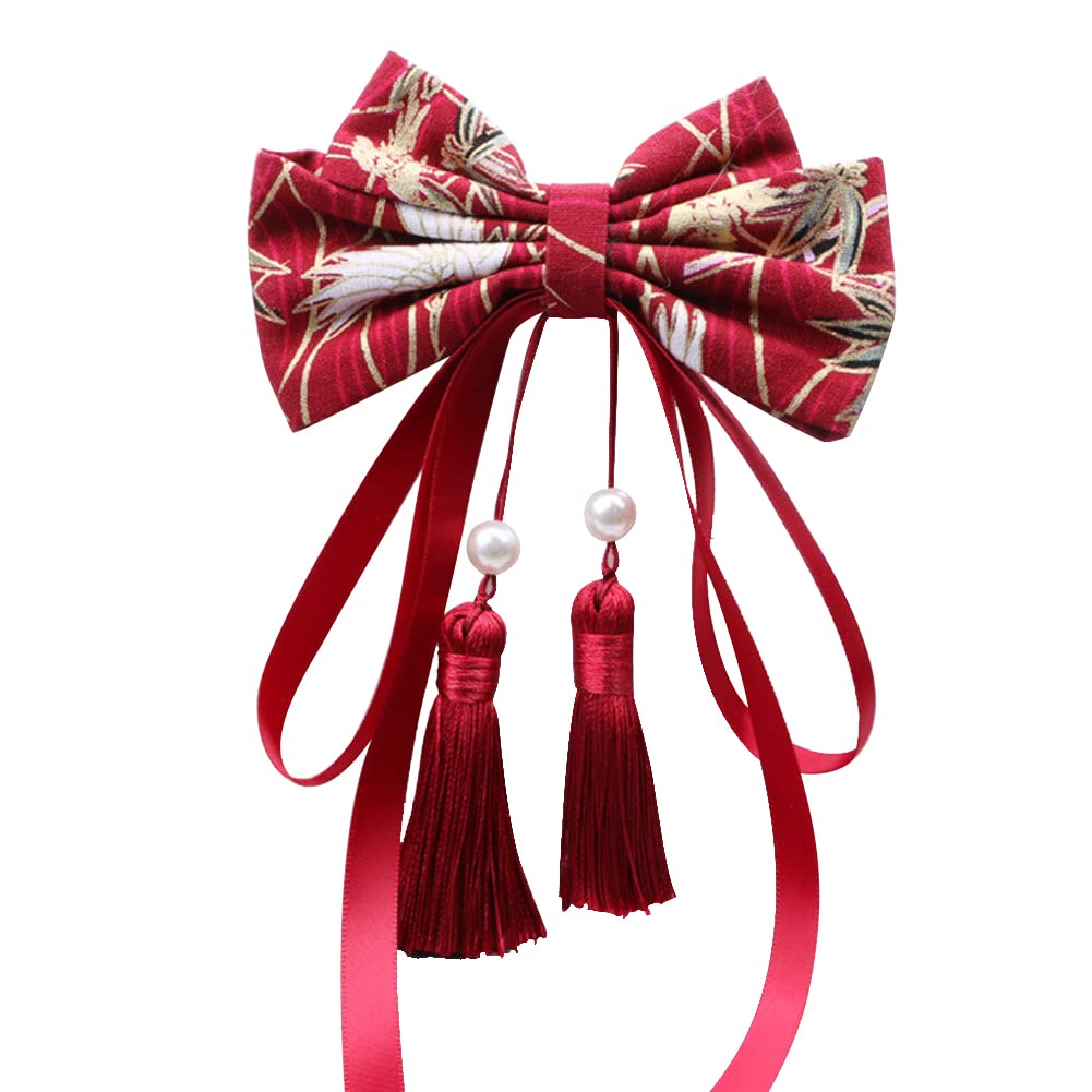 Red Butterfly Hair Clip, Traditional Japanese Style