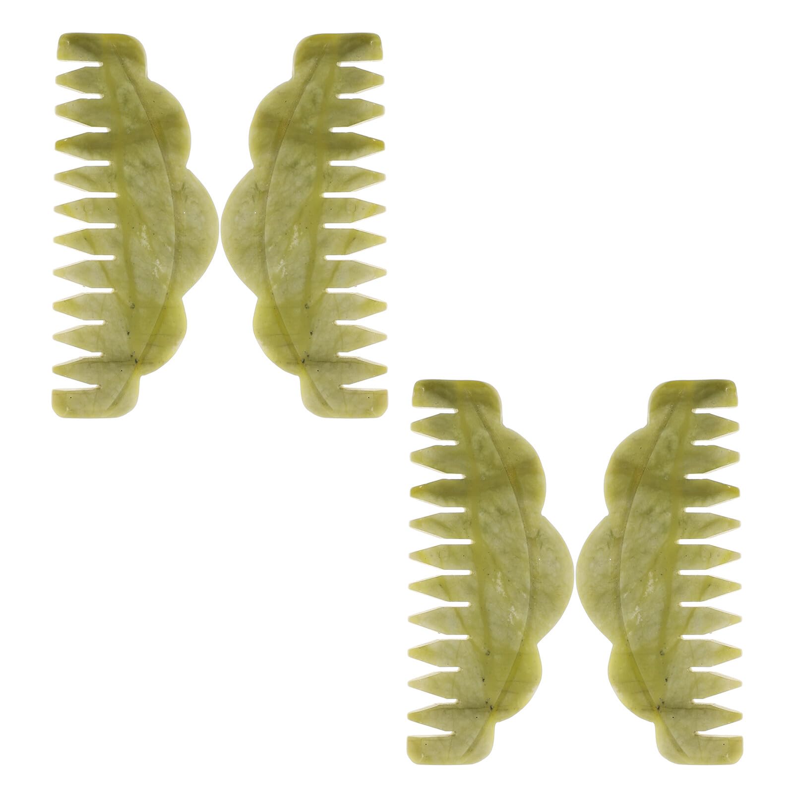 Set 4 Pettini Massaggiatori in Pietra Naturale per Cuoio Capelluto Guasha Spazzola Portatile per Massaggio Testa Stimolazione Nutriente e Rilassamento da Viaggio
