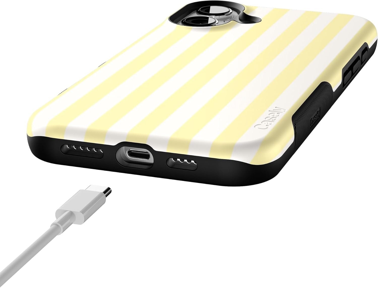 Casely iPhone 16 Case | Butter Yellow Stripes | Sunday Best | Bold Protective Design | Compatible with MagSafe