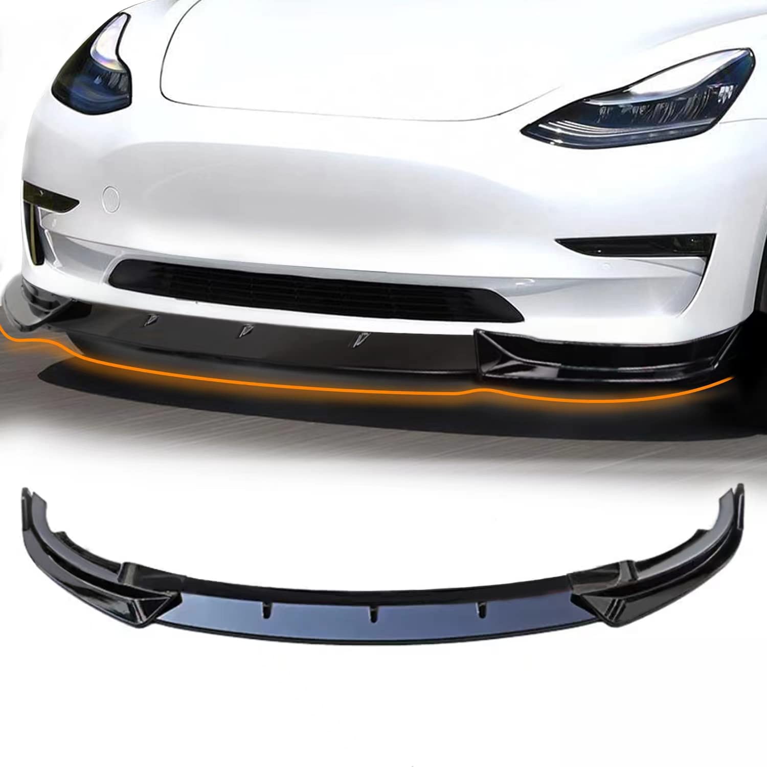 Buy Archaic for Tesla Model Y Front Bumper Lip Kit Car Glossy Mods