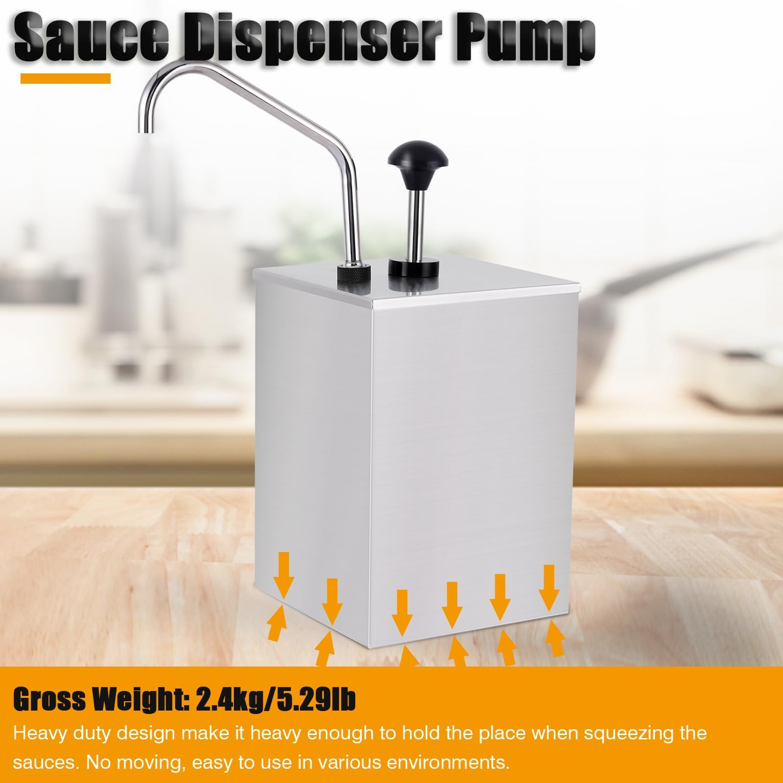 Dispenser per salse in acciaio inox, erogatore a pompa per sciroppo, pompa per condimenti, dispenser commerciale per salsa di soia, ketchup, condimenti per insalata, aceto