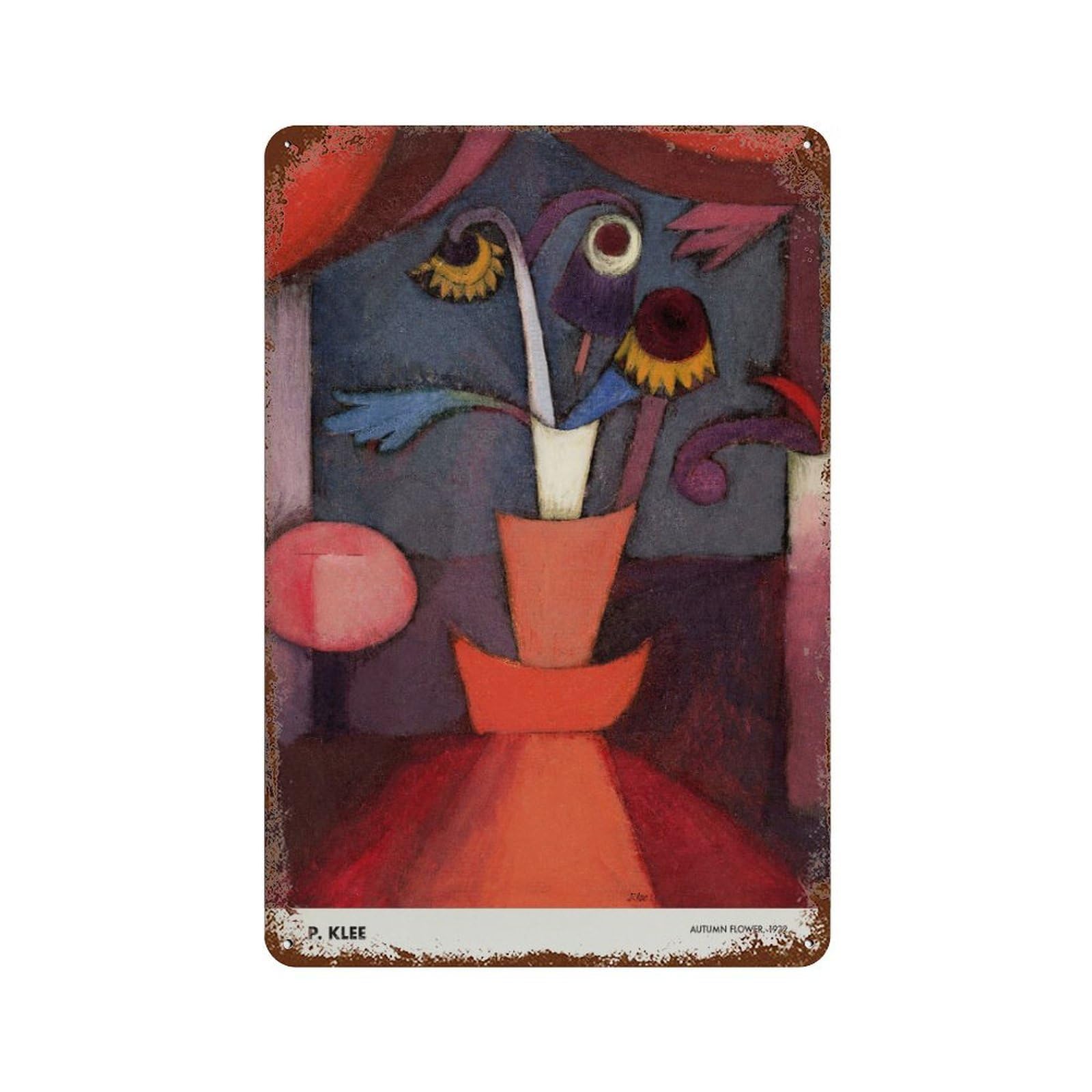 xiaoxiaoshen Paul Klee Autumn Flower Abstract Wall Decor Art Metal Tin Poster Modern Home Decor Art Home Bar Shop Decorations Vintage Sign 30x20cm