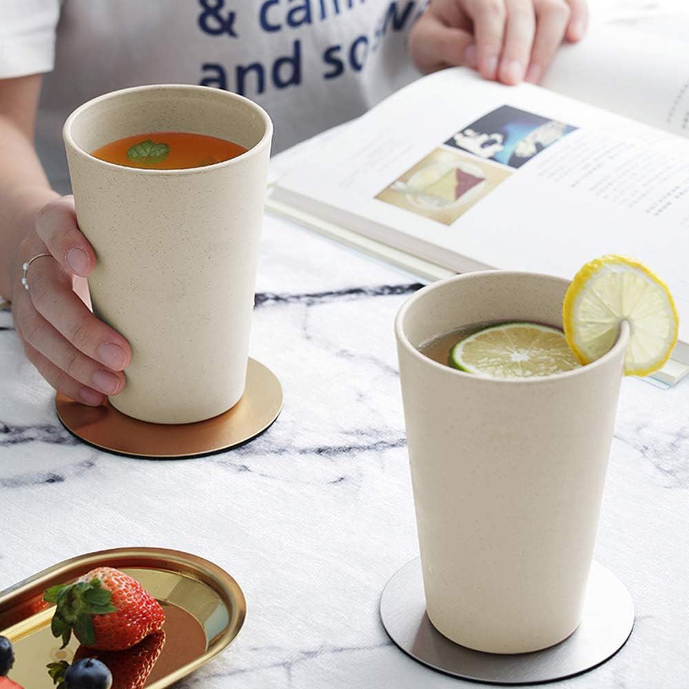 4 Pack 20 OZ Wheat Cup, Unbreakable Reusable Wheat Straw Drinking Cup, Coffee, Tea, Water, Beer, Milk, Juice, Stackable Travel (Beige) - Image 6