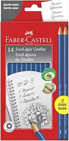 Lápis de cor,Faber-Castell,PM/1210AZ12+2; Ecolápis Grafite Max nº 2HB, Azul, Redondo; 12+ 2 unidades