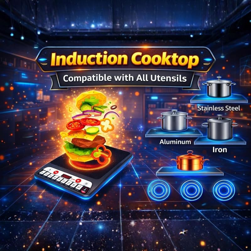 Image of Drumstone (๐๐-๐๐๐๐ซ๐ฌ ๐ฐ๐๐ซ๐ซ๐๐ง๐ญ๐ฒ) 2000W Induction Cooktop with Touch Control, Digital Infrared Electric Stove, Fast Heating Glass Top, 8 Cooking Preset Menus