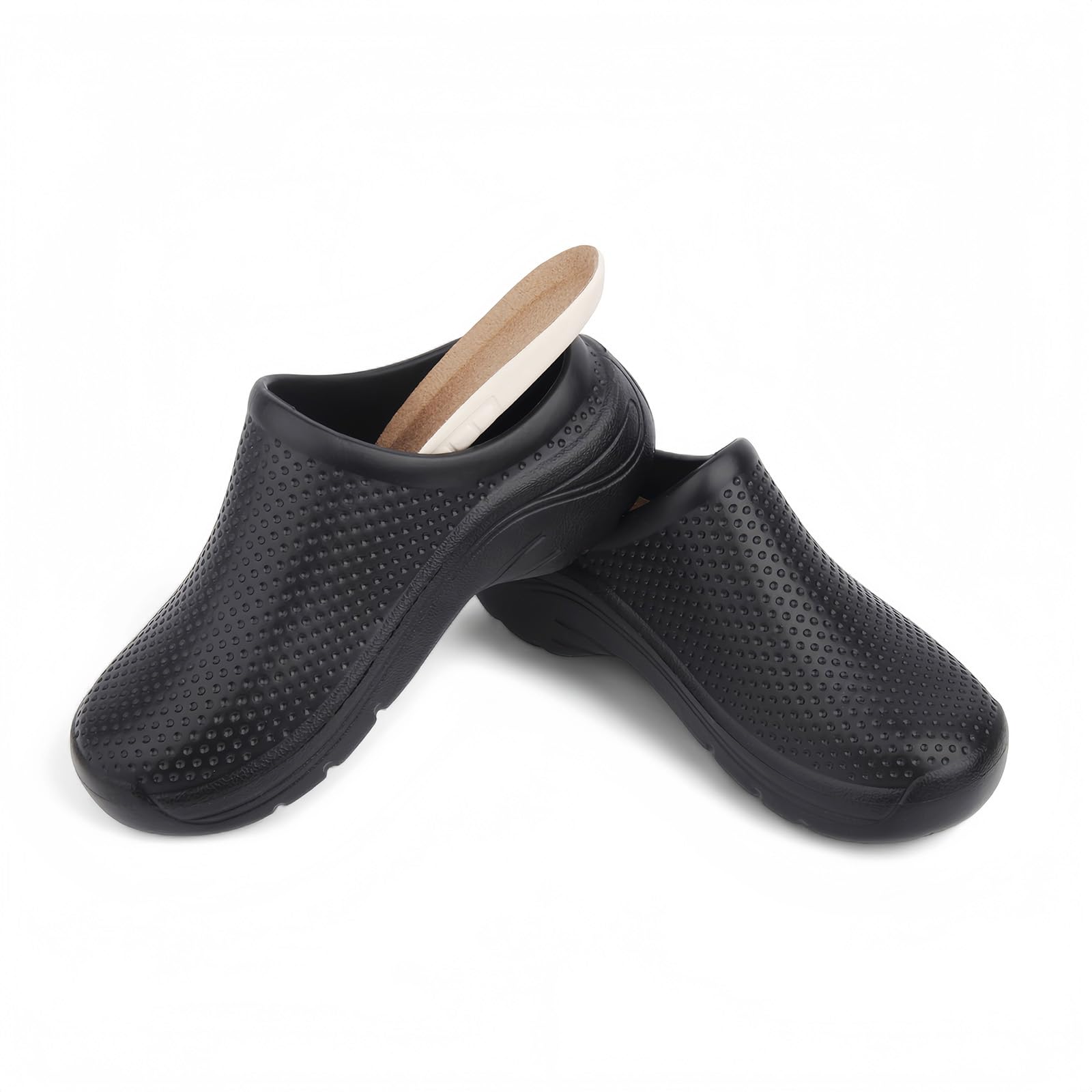 CHILLIFE Zoccoli Sanitari di Lavoro, Ospedale, Giardino, Cucina, Pantofole Donna, Punta Chiusa, Made in Portogallo, Nero , 38 EU