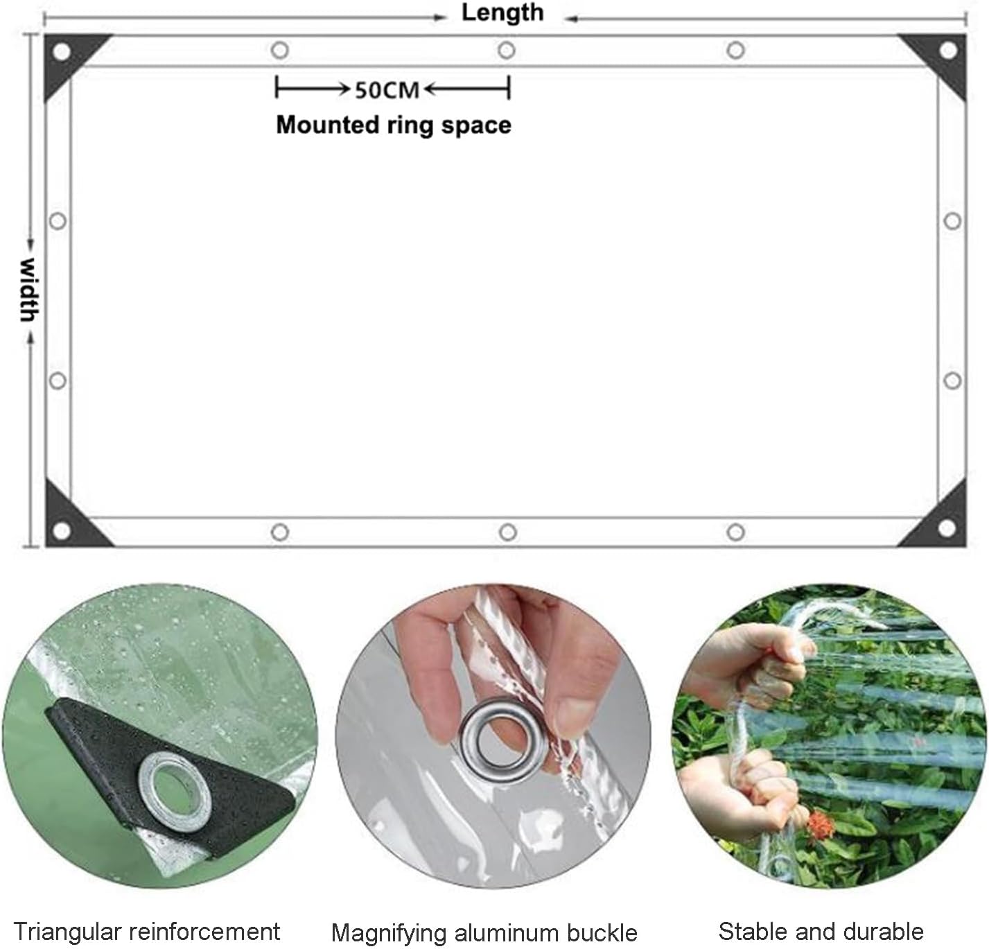 Outdoor Vinyl Curtain PVC Plastic Tarp Sheet Cover Waterproof & Tear Proof 0.35mm Heavy Duty Transparent Tarpaulin for Garden, Porch, Gazebos, Balcony Panel Curtains(1.4x2m)