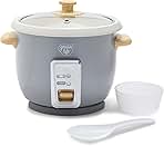 GreenLife Electric Rice Cooker, 3-Cups Uncooked/6-Cups Cooked, Removable PFAS-Free Nonstick Pot, One-Switch Design, Auto Keep Warm, Small Space Saving, Rice Paddle, Soup, Grains, Oatmeal, 1.5 QT, Grey