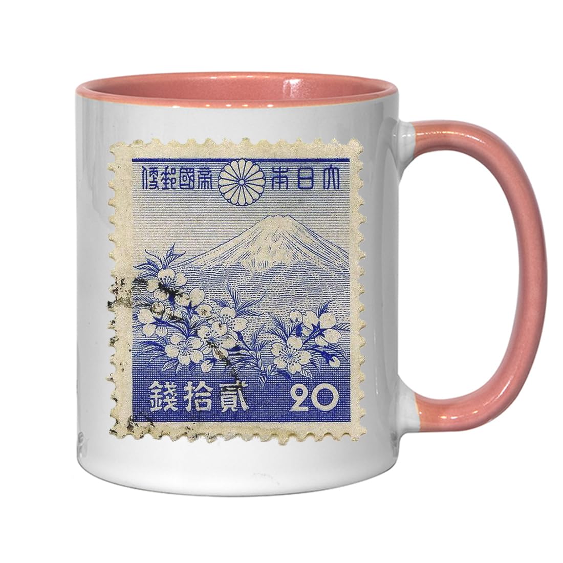 Tasse à thé ou café vintage en céramique Motif Fuji Rose