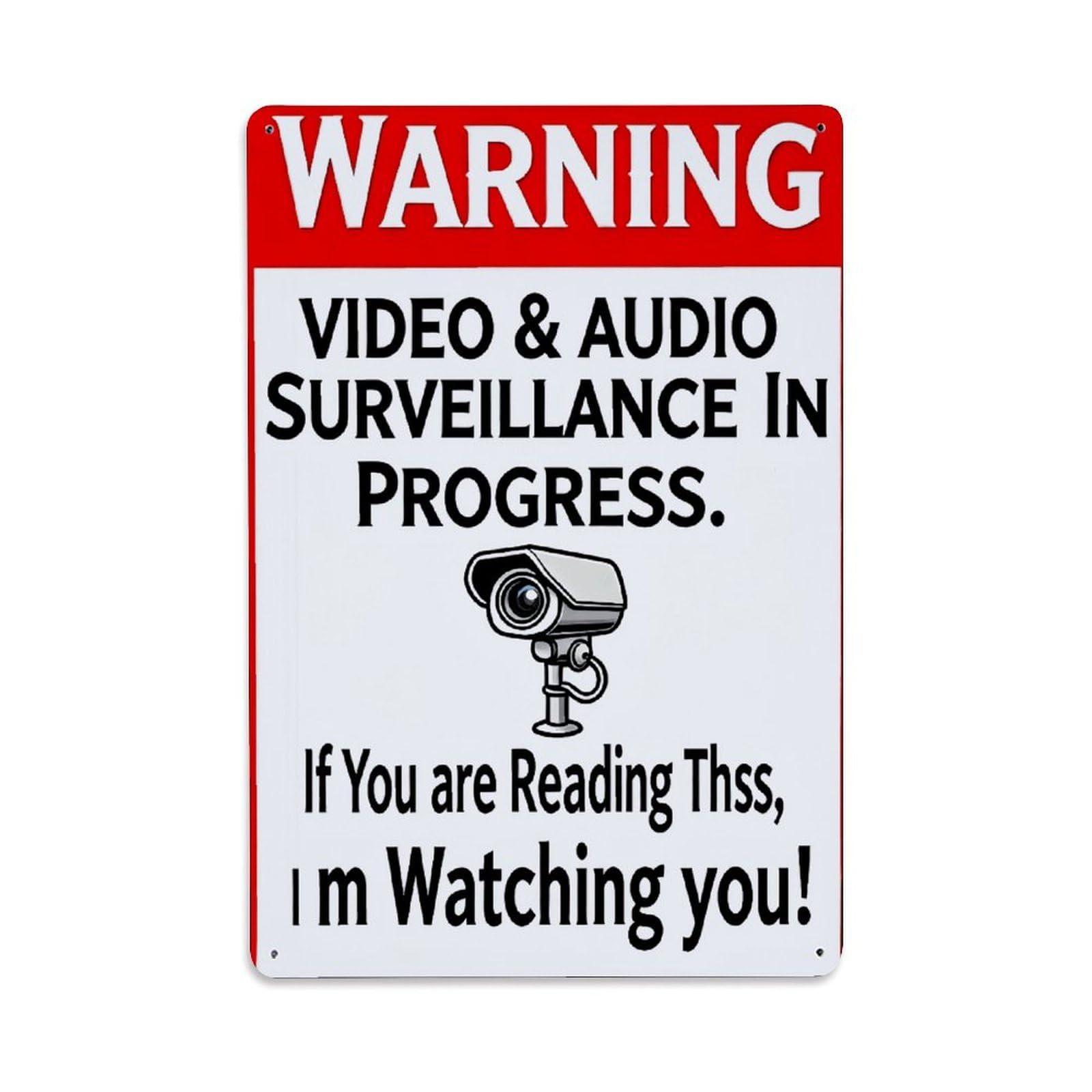 Funny Video Audio Surveillance Warning Sign Vintage Aluminium Metal Sign, Retro Wall Decor for Home, Bar, Garage & Farmhouse 30x20cm