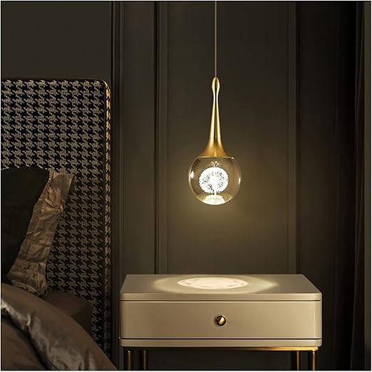 SERUMY Kroonluchters Crystal kroonluchter glas moderne nachtkastje opknoping lamp decoratieve lamp hanglamp keuken eetkamer slaapkamer woonkamer, geschikt for slaapkamer, woonkamer, woonkamer Slaapkamer Kroo photo 2