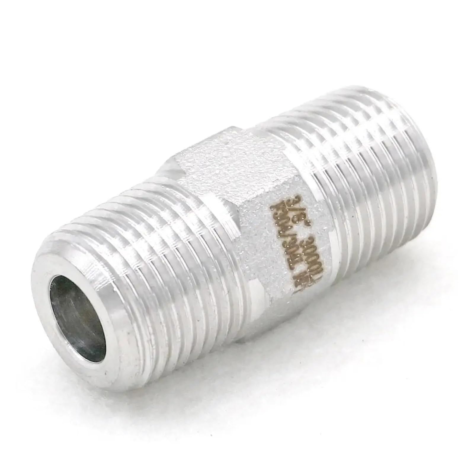 3/8" NPT Male 304 Stainless Steel Hex Nipple Forged Pipe Fitting Water Gas Oil 3000 PSI