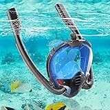 vollgesichtsmaske tauchen bart 【Double-pipe Circulation Breathing】 2021 NEW doppelt external atemschlauch schnorchelmaske vollmaske. Inhaling from both sides, exhaust from the exhaust valve, breathing more smoothly.