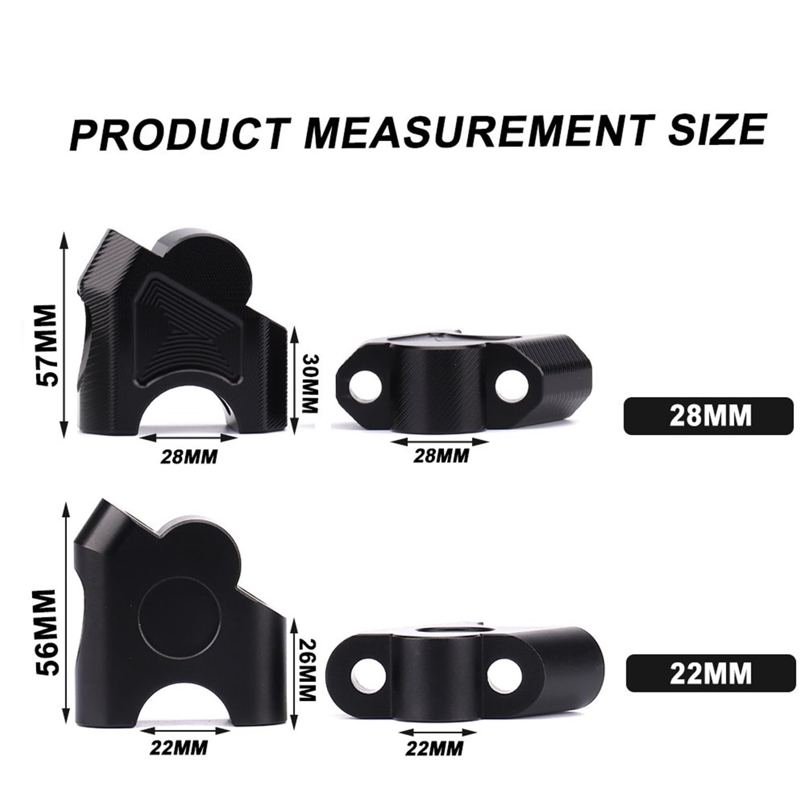 Manubrio Motocicletta Riser Per Kawasaki Motorcycle 22mm 28mm Riser Rialzato Manubrio Moto Riser Moto (Size : 28MM BLACK)