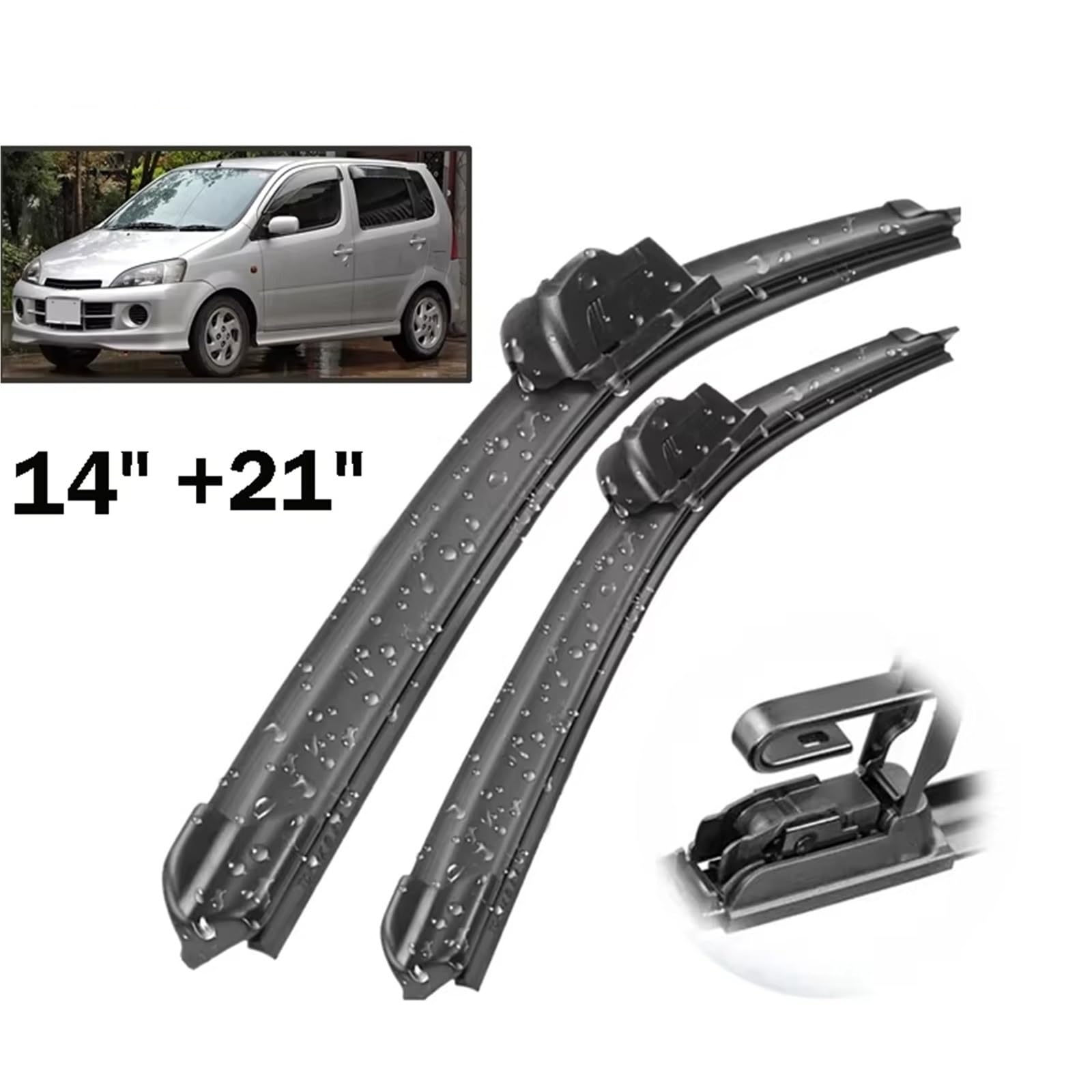 Compatible con Daihatsu YRV 2001, 2002-2005. Escobillas limpiaparabrisas Delanteras de 21" y 14". Limpiaparabrisas, limpiaparabrisas, escobillas de Lluvia para Coche.