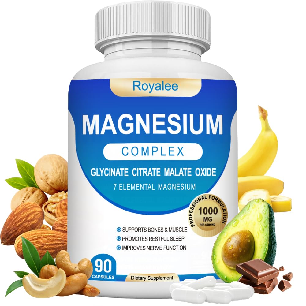 Magnesium Complex Supplement - 1000mg with 7 Magnesium Forms Including Glycinate, Citrate, Malate, Taurate & Orotate - Supports Relaxation, Muscle Function & Bone Strength - 90 Capsules