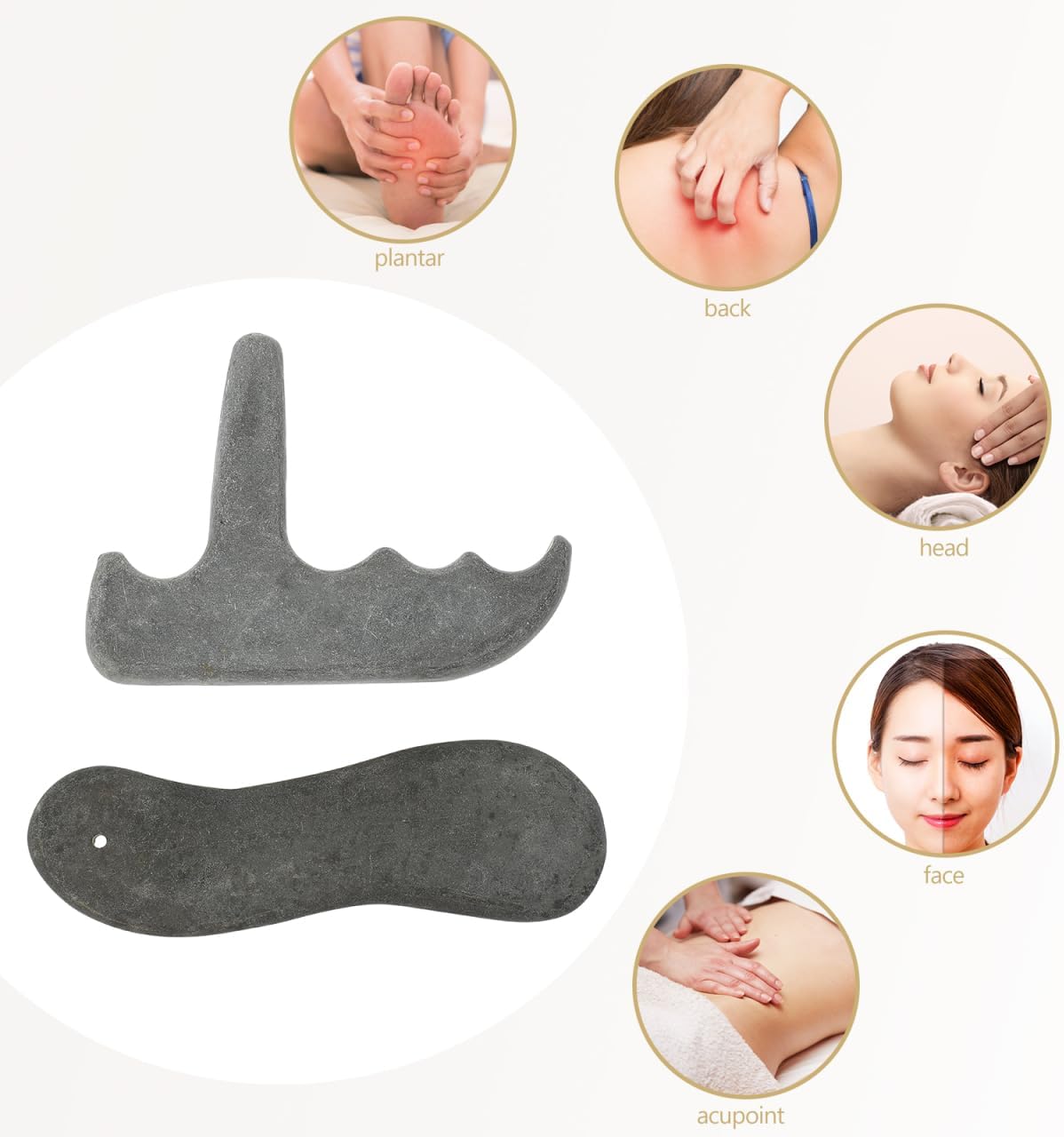 Bianshi Massage Tools 2-Pack Household Lymphatic Massagers Ergonomic Guasha Boards for Face Neck Shoulder Feet Body Scraping and Massage Relief - Image 8