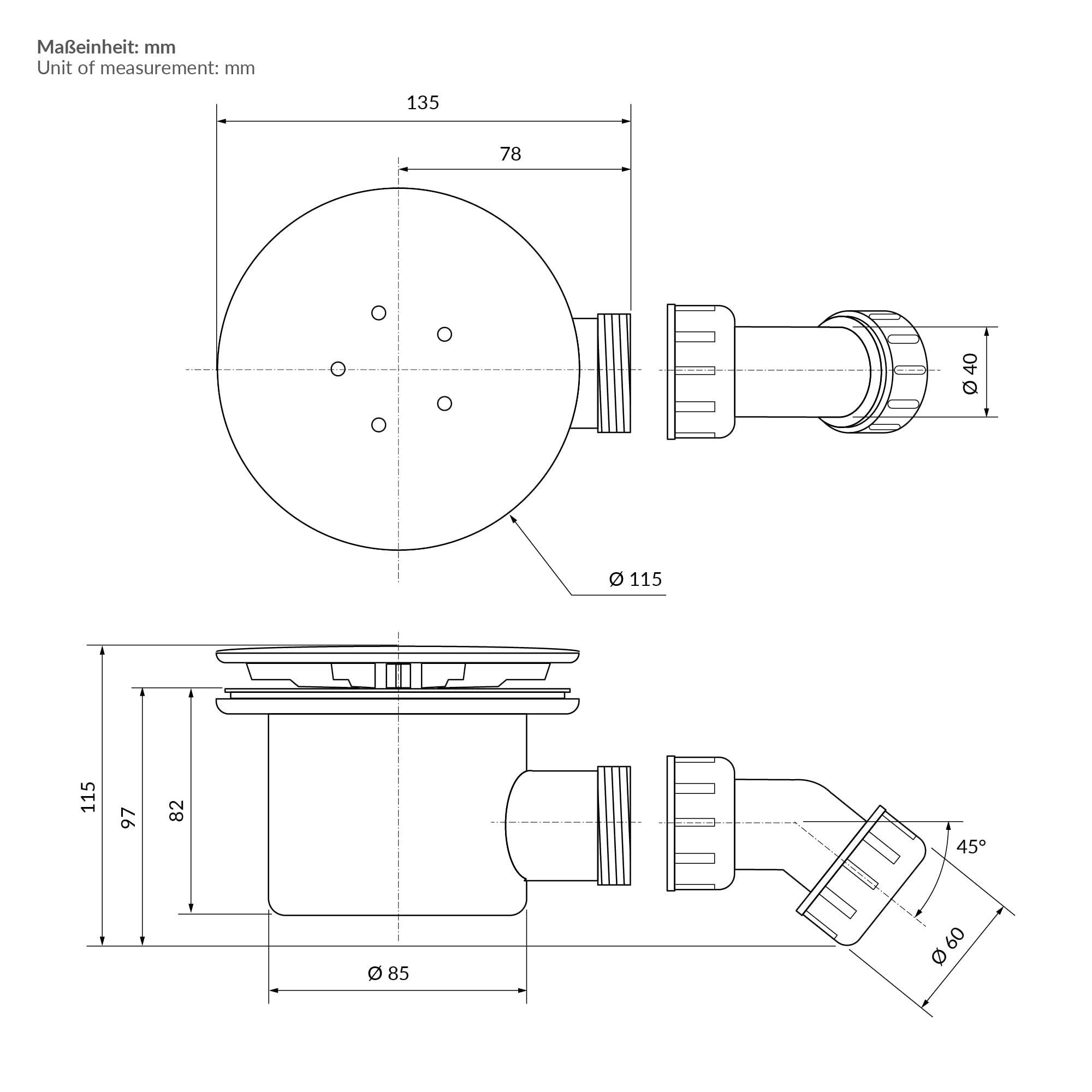 LuxeBath Piatto Doccia Semicircolare 80x80 cm Slim, Salvaspazio, in SMC, Ultra Piatto, Altezza 40 mm, Bianco, Raggio 55 cm, con Piletta e Sifone, Gruppo di Scarico Completo 3 Modalita di Installazione