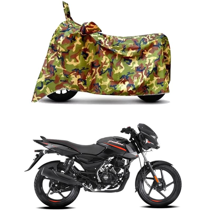 Image of Waterproof 100% PVC Coated Bike Scooty Two Wheeler Body Cover Compatible for Bajaj Pulsar 125-Drum /UV-Rays /Heat Protection /Birds Dropping /Scratchproof /Dust Proof [6X6 Jungle Print]