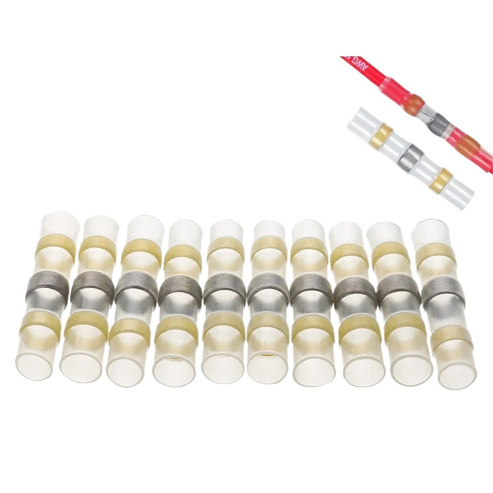 Conectores de Cable de Sellado de Soldadura Amarillo, Conector a Tope termorretráctil Resistente al Agua, terminales de Empalme de Cable aislados de AWG12-10, 100/1000 Uds.(800PCS)
