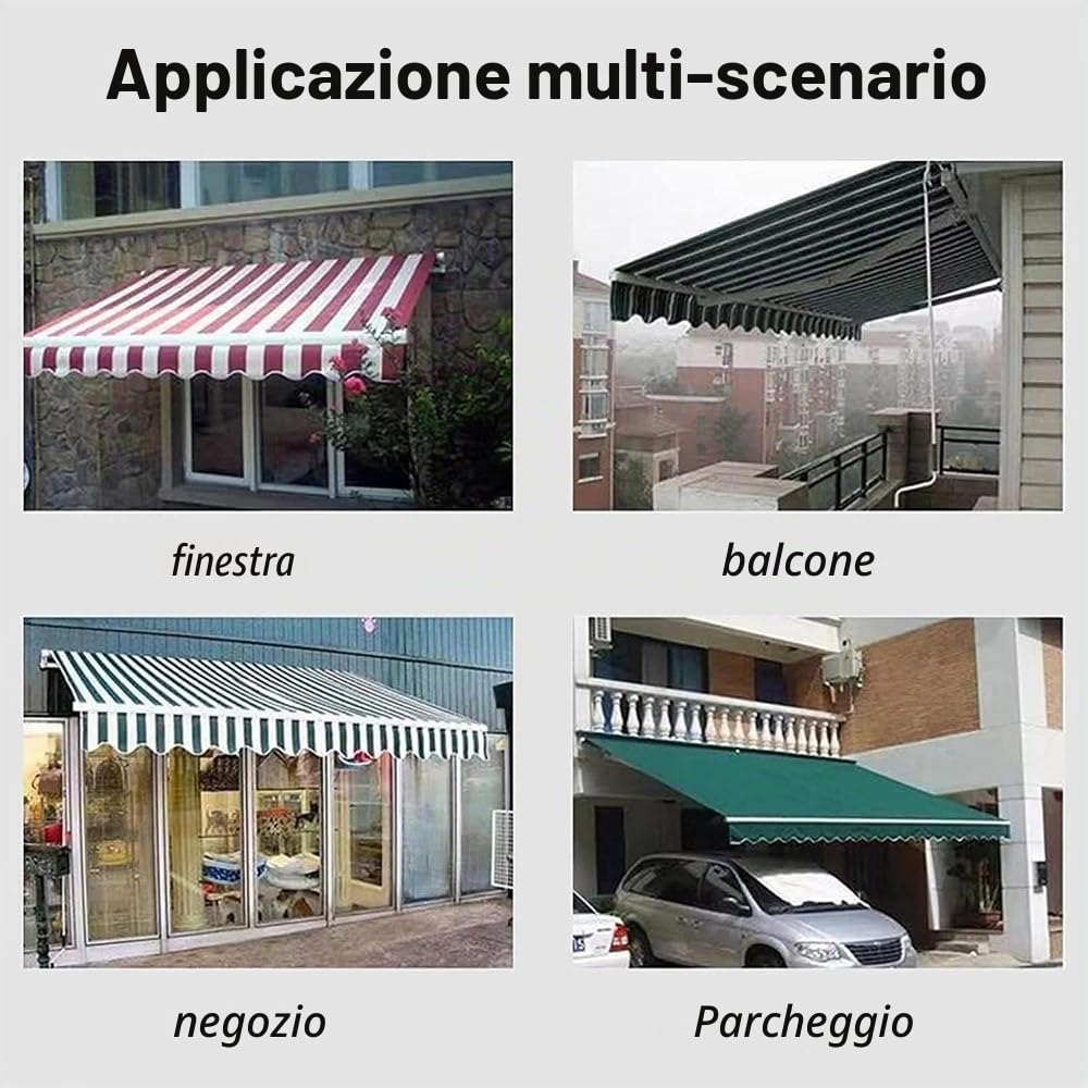Telo Di Ricambio Per Tenda Da Sole 300x250cm Retrattile Manuale Tessuto Di Ricambio Per Tenda Parasole, Tettuccio Parasole Copertura Superiore Di Ricambio In 280 G/m² Poliestere(Khaki,3x2.5m/10x8ft)