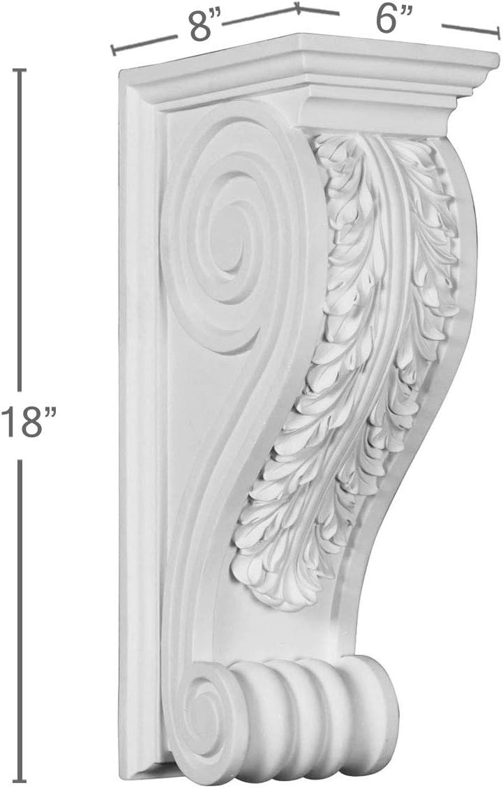 Endurathane Peralta Corbel, 6"W x 8"D x 18"H, Factory Primed