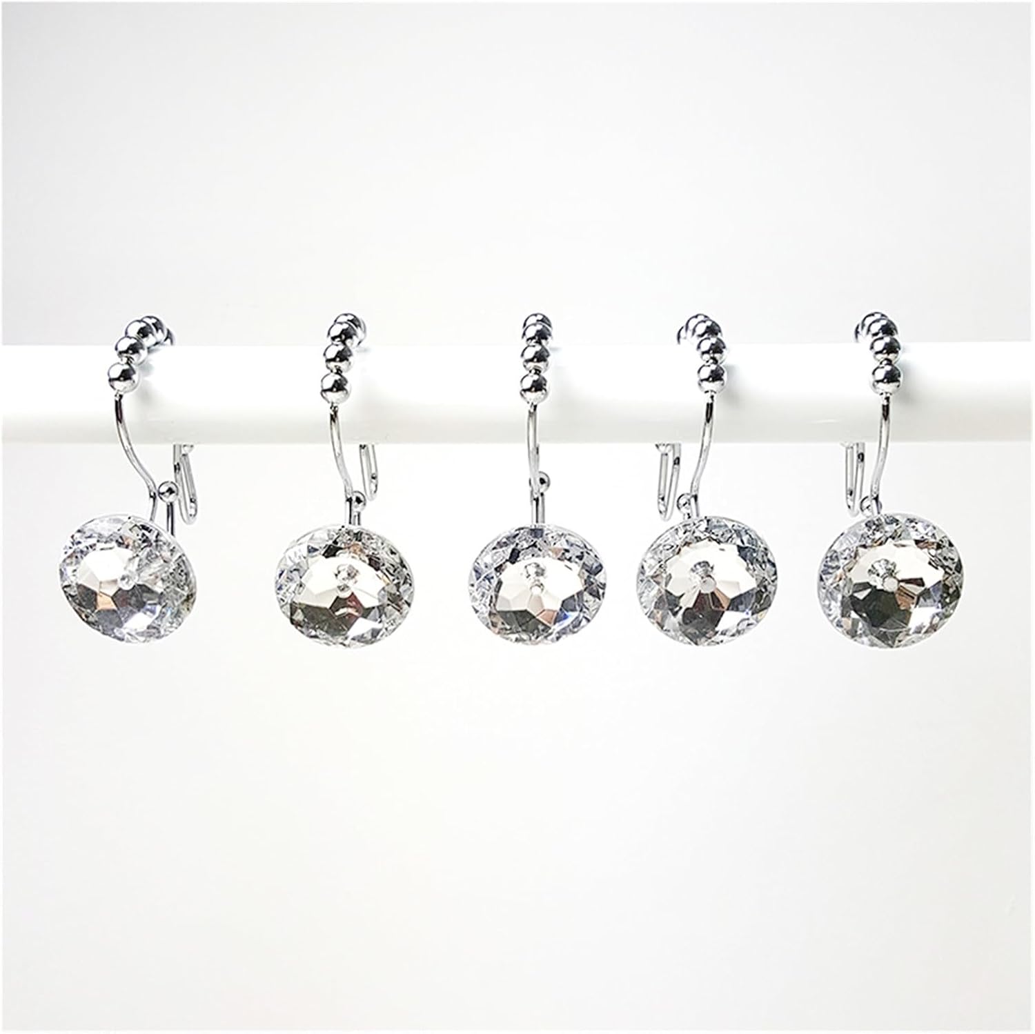NYMFEA yaoqijie 12pcs Double Glide Shower Curtain Rings Acrylic Crystal Rhinestones Hang Curtain and Liner Hooks Home Decoration Lasting (Color : NO.1)