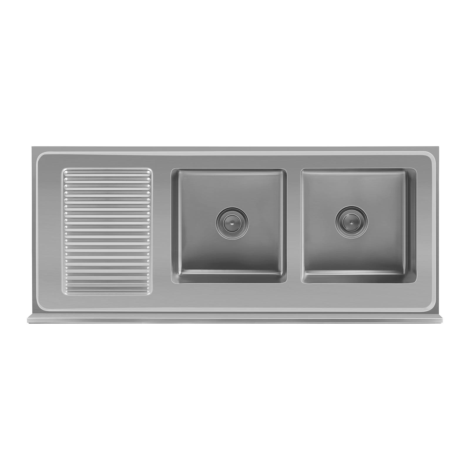 Royal Catering RCHS-1400WS Lavello Cucina Inox Lavello Armadiato Doppio Professionale (2 Vasche, Acciaio Inox, Porte Scorrevoli, 64x140x95,5 cm)