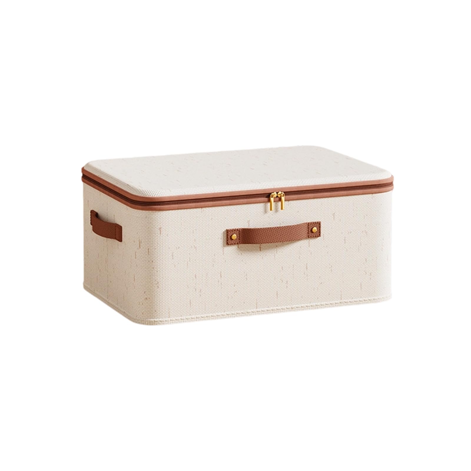 Uqezagpa Large Foldable Fabric Organiser Box Zippered Cover Container for Seasonal Clothing Blankets Household Items Fabric Storage Container