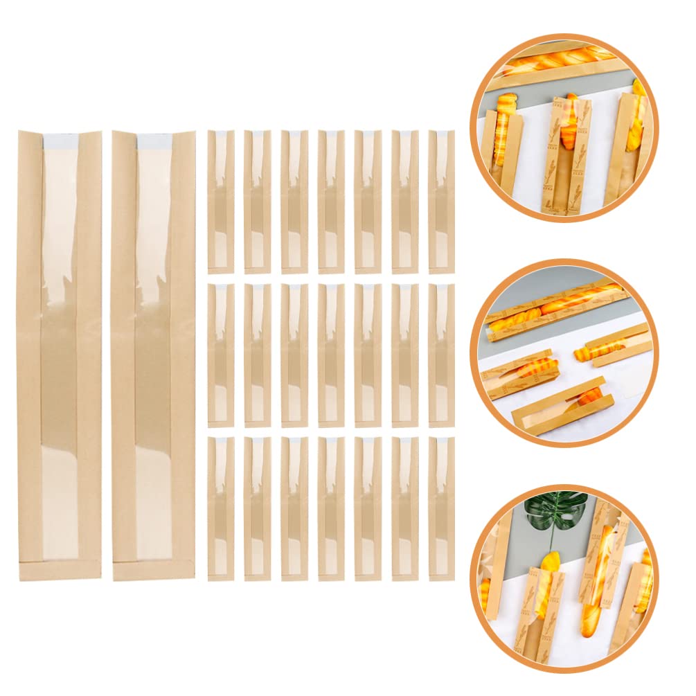 iplusmile 100stücke Papier Brottüten Mit Sichtfenster Verpackungsbeutel Für Brot Kekse Snacks Und Gebäck Für Bäckereien Cafés Und Partys