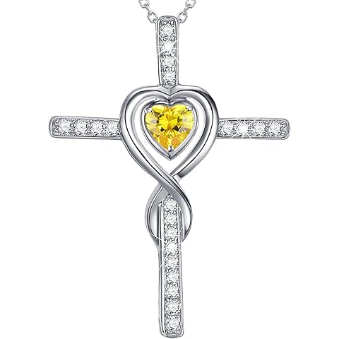 Dorella Love Infinity Necklace for Women Christmas Jewelry Birthday Gifts Wife Mom November December Birthstones Citrine Blue Topaz and More Stones Jewelry 925 Sterling Silver