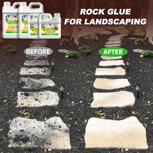 Image of Rocks Glue for Landscaping, 0.5 Gallon Mulch Glue, Fast-Drying Adhesive for Rock, Gravel & Mulch, Non-Toxic, Long-Lasting Stabilizer for Pine Straw, Pebbles & Weed Barrier, Strong Spray for Outdoor