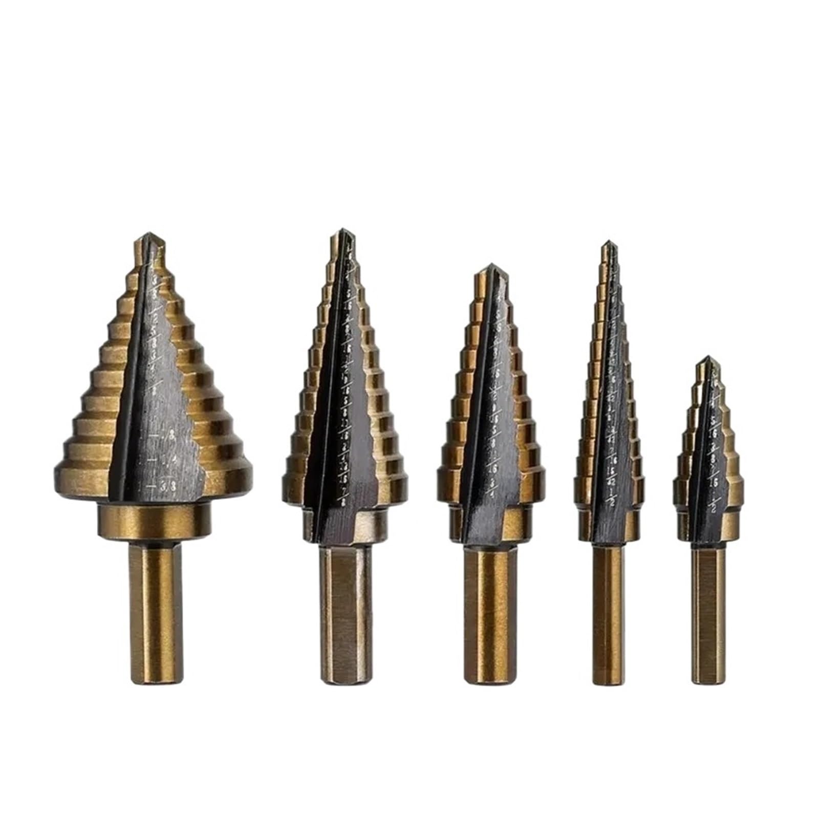 Juego de brocas helicoidales recubiertas titanio 5 piezas | Brocas métricas de 3-12 mm for procesamiento de perforación de madera y metal