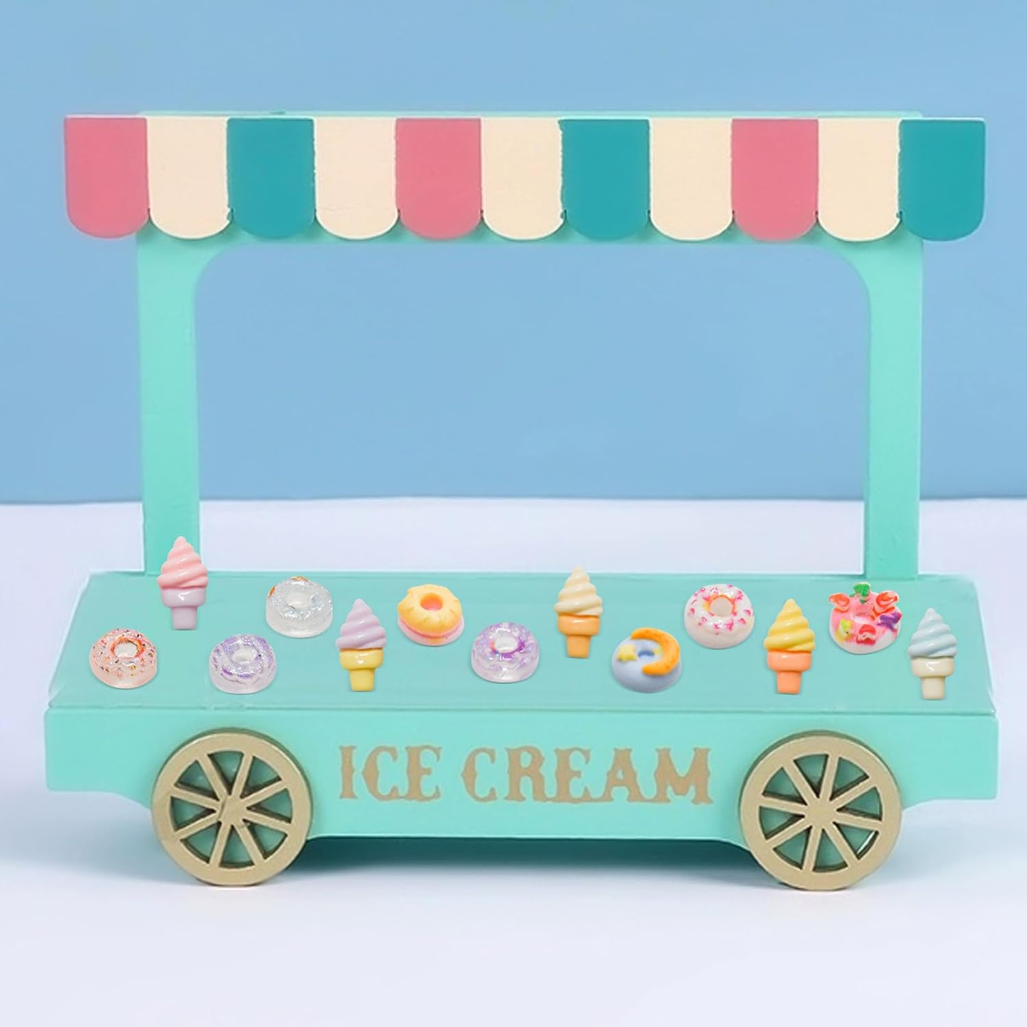100 Pieces Mini Food for Crafts Dollhouse Mini Resin Dessert Ice Cream Donut Decor Miniature Food for Dollhouse Mini Kitchen Micro Landscaping Decoration