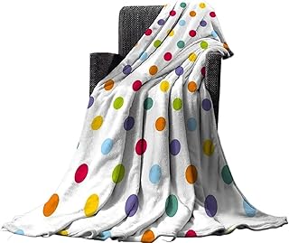 FCMWLKEJI Manta para niños, diseño vintage de lunares en colores pastel sobre fondo blanco, diseño alegre, manta cálida para cama