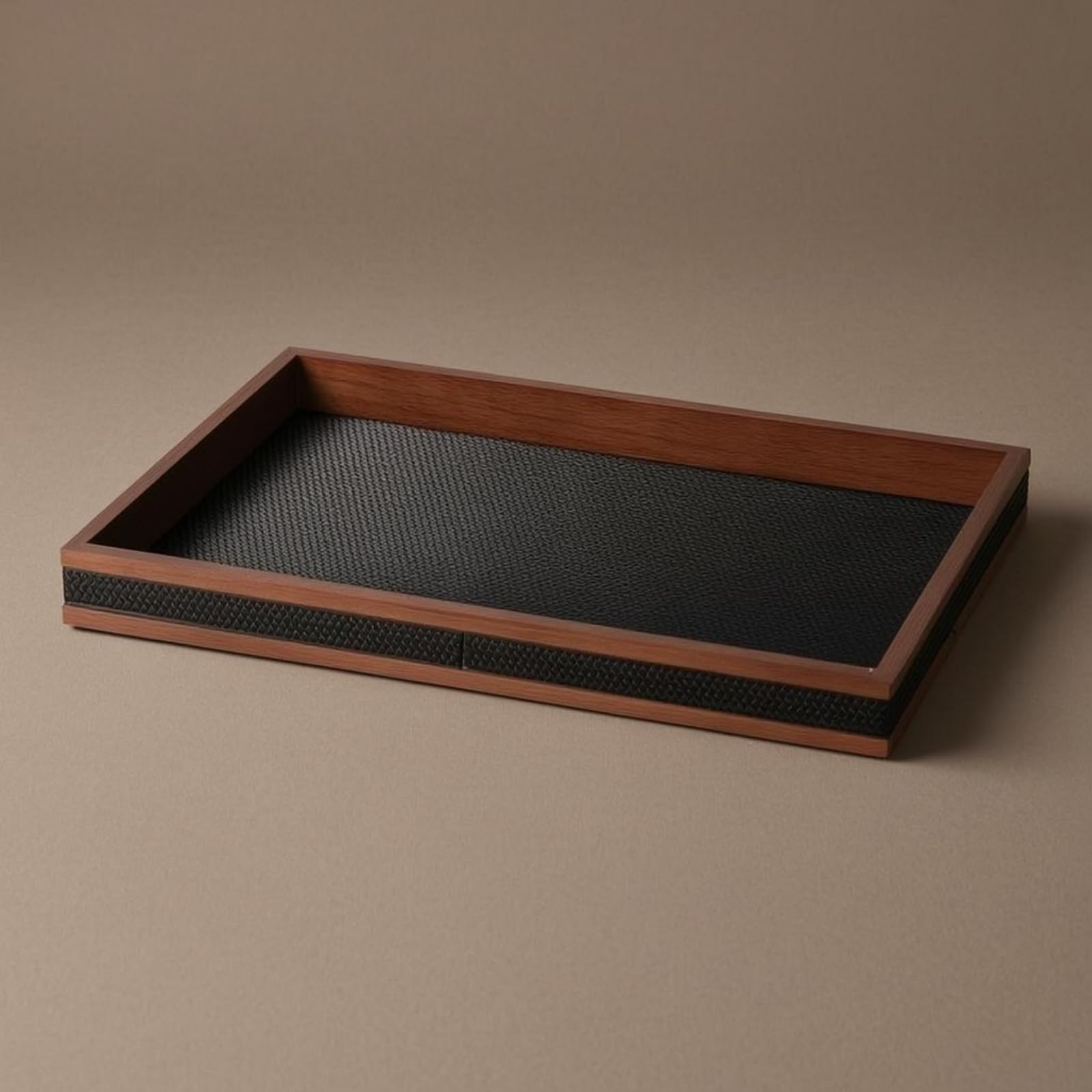 Sharplace Bandeja de Servicio Rectangular Bandeja Organizadora de Mesa Bandeja de Madera PU con Bordes y Fácil Transporte Adecuada para Servir Frutas Brunch Encimera Comedor Estudio, Negro