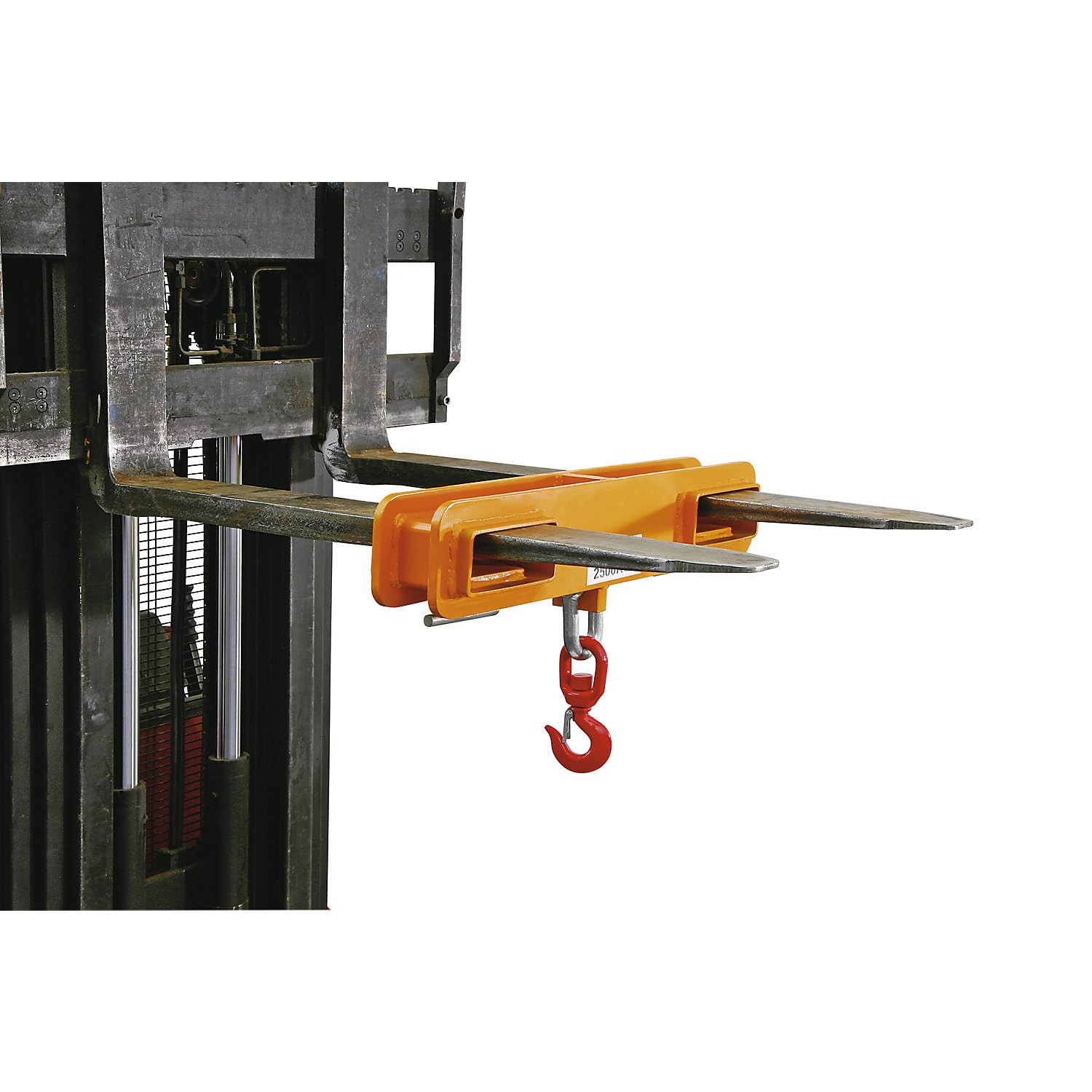 kaiserkraft | Lasthaken für 2 Gabelzinken | Tragfähigkeit 2,5 t | lackiert | Orange RAL 2000