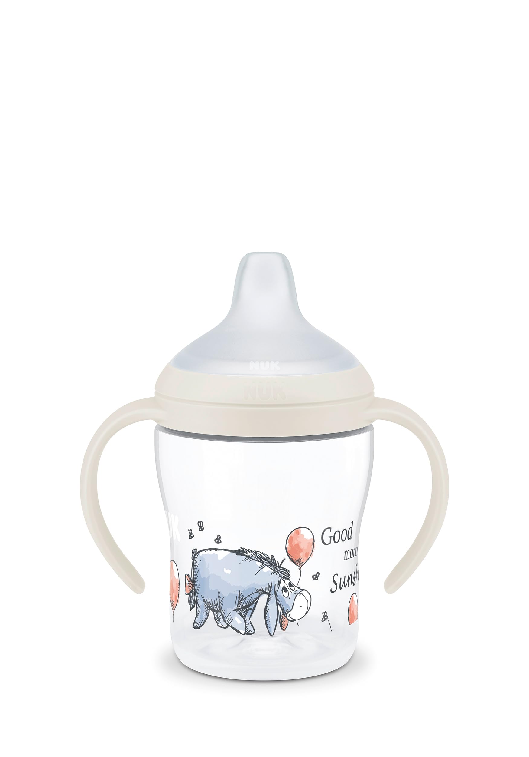 NUK Perfect Match Nuit Tasse d’apprentissage | 6+ mois | 150 ml | Tasse anti-fuite pour bébés | Poignées antidérapantes | Brille dans le noir | Disney Bourriquet | Lot de 1